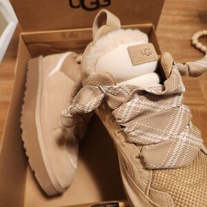 UGG Beige Sneakers with Patterned Laces